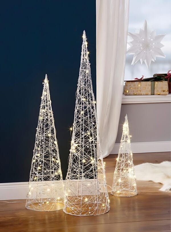pino navideño alambre, pino de alambre foto referencial plateado (1)